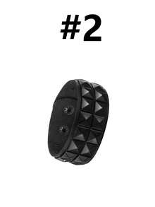 朋克哥特风铆钉手镯金属镶钉腕带项链可调节 - 黑色 - 查看 11