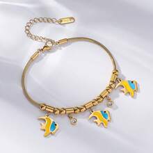 Gold Zirconia Fish Animal Bracelet, Colorful Zirconia Bracelet, Luxury Jewelry For New Year, Suitable For Wedding, Romance Gifts, Daily Matching - Multicolor - View 9