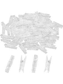 20/50/100pcs Mini Transparent Plastic Clips, Spring Clips, Towel/Photo Clips, Clothing Clips, DIY Photo Wall Home Decor - Transparent - View 2
