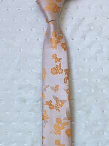 gravata masculino estampada slim fit (6cm) - Dourado - Visão 3