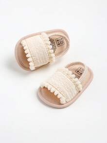 Giày sandal mùa hè cho bé trai và bé gái, giày dự tiệc, giày cưới, giày bệt, giày tập đi cho trẻ sơ sinh, giày tập đi cho bé 0-18 tháng. - Màu be - Xem 3