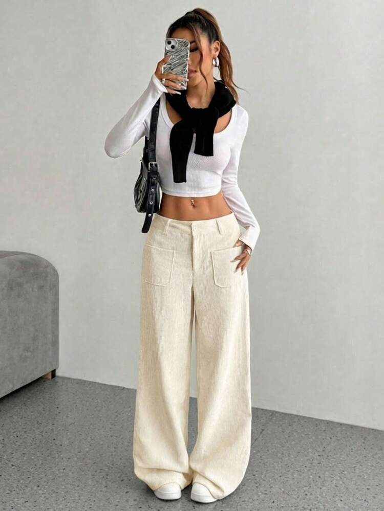 ADD MODA REF AS2016 ELEGANT AND VERSATILE ROPE FUR PANTACOURT PANTS - Màu be - Xem 4