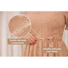 Women's Midi Dress, Three Marias Style, Lace Knit, Wedding, Evening, Formal And Nighttime, Elegant And Casual - 摩卡慕斯 - 查看 4