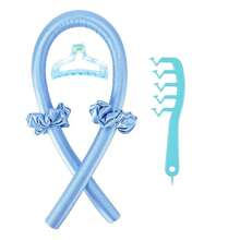 6件/5件/4件装 Mcbki 睡眠美发造型工具套装，无需加热的卷发棒+睡眠帽+Z字梳，丝质睡眠帽，弹性睡眠帽，女士护发，长发造型工具，DIY 懒人卷发，打造自然波浪和蓬松卷发，适合过夜使用，旅行必备，奢华护发礼品 - 彩色 - 查看 28