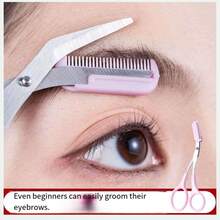 1 Set de Tijeras para Cejas de Acero Inoxidable, Recortador de Cejas, Herramientas de Maquillaje Pequeñas Tijeras - Color aleatorio - Ver 6
