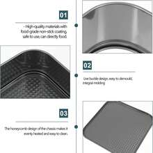 心形、方形、圆形弹簧蛋糕模具，碳钢不粘可拆卸底烘焙蛋糕模具，烤箱烘焙配件，烘焙工具，厨房小工具，厨具 - 黑色 - 查看 5