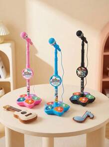 卡拉OK游戏麦克风玩具，带支架，带数据适配器，可连接MP3、MP4（39英寸） - 彩色 - 查看 3