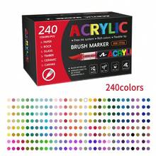 1支装 366/320/288/240/168/120/72/60/48/36/24/12色丙烯马克笔，不透明防水可混色毛笔头，适用于木材、画布、石头、岩石绘画、玻璃、陶瓷、DIY工艺品、美术用品、学生绘画 - 丙烯馬克筆 - 查看 31