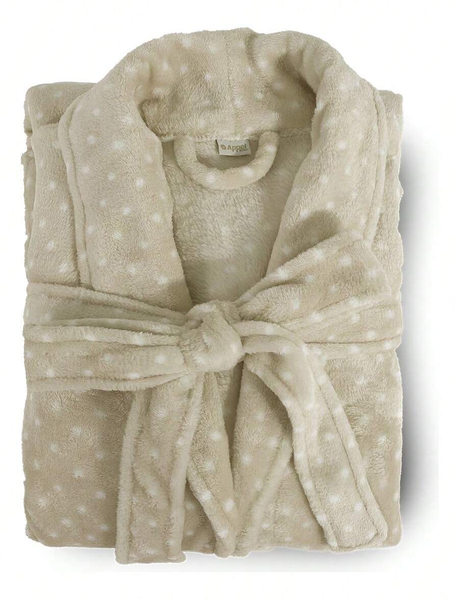 Appel Plush Flannel Bathrobe - Super Comfortable - Beige - View 1