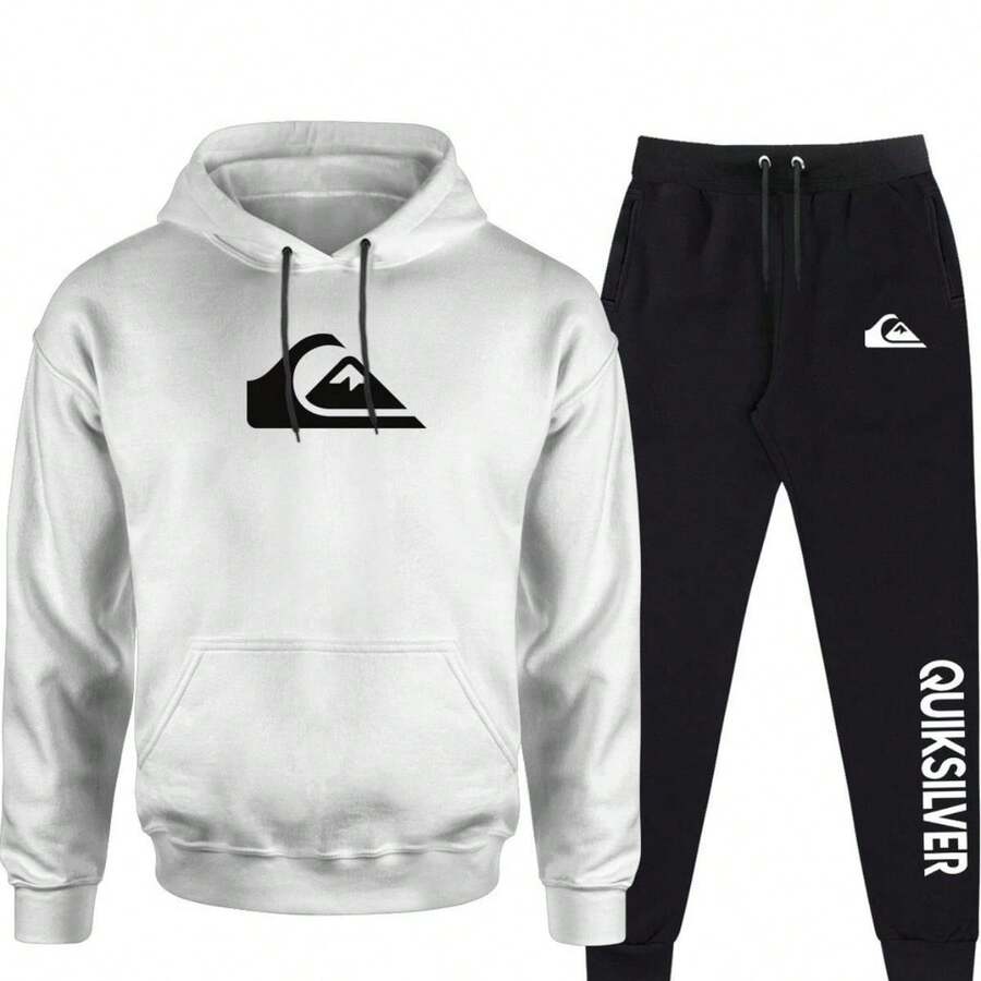 Fleece Sweatshirt And Pants Set For Winter - trắng - Xem 1
