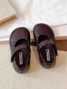 1 Pair Brown Patterned Cute Fashionable Pearl Design Soft Bottom Non-Slip Flat Baby Toddler Shoes, Suitable For Spring, Summer, Autumn And Winter - Brown - View 2