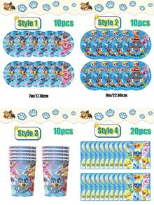 Paw Patrol 汪汪隊主題生日派對裝飾套組，一站式派對用品組合，包含橫幅、桌布與拍照道具的完整派對用品，適合生日慶祝與各種節日派對 - 彩色 - 查看 21