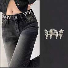 4件套Y2K风格银色蝴蝶形可调节腰带延长器 - 牛仔裤和连衣裙配饰（无卡片） - 銀色 - 查看 4