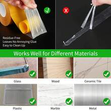 2pcs Super Strong Double-Sided Tape, 0.4in X 393in - Waterproof Transparent Adhesive With Fiberglass Mesh, Suitable For Walls And Glass, Yellow - 2 Pieces - View 9