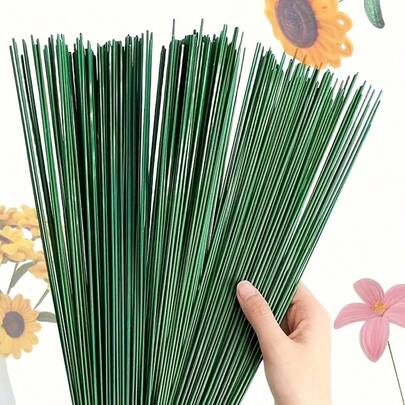 20 piezas/60 piezas, 30cm Tallos de flor de hierro envueltos en plástico verde, Tallos de flor de alambre de hierro, Tallos de flor verde, Materiales de artesanía floral DIY, Alambre de hierro floral de colores, Tallos de flor de alambre de hierro, Tallos de flor de hierro verde oscuro, Para arreglos florales DIY, empaquetado de ramos y manualidades