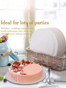 10个/1个/10英寸圆形蛋糕底板，白色圆形蛋糕底板，白色圆形蛋糕底座纸板蛋糕盘，用于展示蛋糕、面包、甜点（轻薄坚固） - 白色托盤 - 查看 4