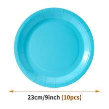 Bộ đồ dùng tiệc dùng một lần màu xanh nhạt gồm đĩa, khăn ăn và cốc - dành cho 10 người, thích hợp cho sinh nhật, đám cưới, tiệc theo chủ đề, dã ngoại gia đình. - Kiểu 5 - Xem 9