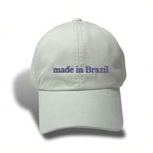 Unisex Dad Hat In 100% Cotton Twill Curved Brim Custom Made In Brazil - Light Beige Embroidered Navy Blue - View 5