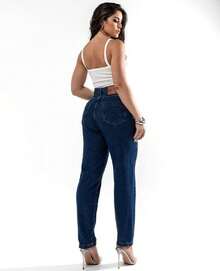 Mom Jeans With A Conscious Touch, Without Elastane. - Dark Wash - View 2