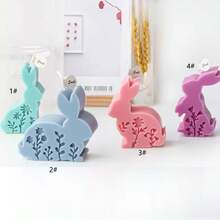 Geometric Relief Rabbit Silicone Candle Mold, DIY - White - View 1
