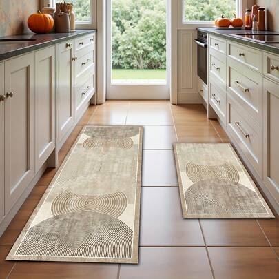 1pc Minimalist Spiral Pattern Bohemian Kitchen Rug, Runner Rug, Hallway Rug, Soft & Durable, Machine Washable Easy Clean, Rug For Kitchen, Living Room, Bedroom, Home Decor