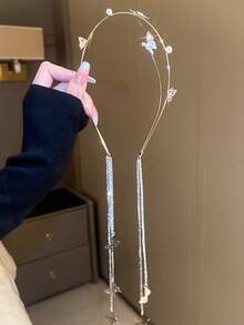 Băng đô cài tóc hình bướm đính ngọc trai và đá quý, kiểu Hàn Quốc, phụ kiện cài tóc cao cấp làm thủ công từ hợp kim, băng đô đính đá. - Nhiều màu - Xem 7