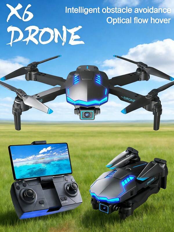 X6, Drone, Equipped With Dual Cameras, Batteries, Obstacle Avoidance Function, Optical Flow Hovering, Comes With A Handbag, And Comes With Random Accessory Colors