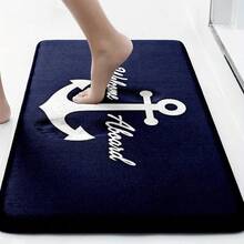 3pcs Nautical Series! High-End Art Anchor Bath Mat, Bath Rug Sets, All-Season Use, Bathroom Mat, U-Shaped Toilet Mat, Toilet Cover, Bathroom Decor, Christmas Halloween Thanksgiving Holiday Gift - 彩色 - 查看 7