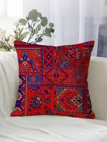 1pc Bohemian Geometric Abstract Pattern Printed Throw Pillow Cover, Soft Plush Fabric, Single-Sided Printing, Zipper Closure - Machine Washable, Suitable For Various Room Styles, Decorative Cushion - No Embroidery - Multicolor - View 3