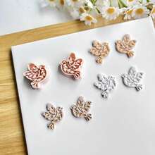 2件套对称鸟形聚合物粘土模具，可爱动物模具，适用于DIY耳环、胸针、吊坠、陶瓷、DIY耳环吊坠工艺陶瓷艺术套装 - 杏色 - 查看 3