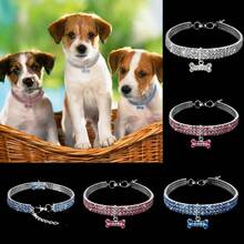 3-Row Rhinestone Elastic Pet Collar, Crystal Pet Necklace, Minimalist Pet Accessory Neck Ring, Customizable - Multicolor - View 2