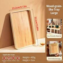 Rectangular Tray Set, Faux Wood Grain Tray, Creative Household Tea Cup Plate, Nordic Style Plastic Fruit Plate, Tea Tray - C-Wood Color - View 15