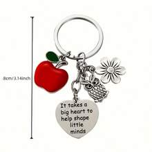 1pc Apple Flower Owl Keychain, Teacher's Day Gift, Graduation Ceremony Gift - Multicolor - View 3