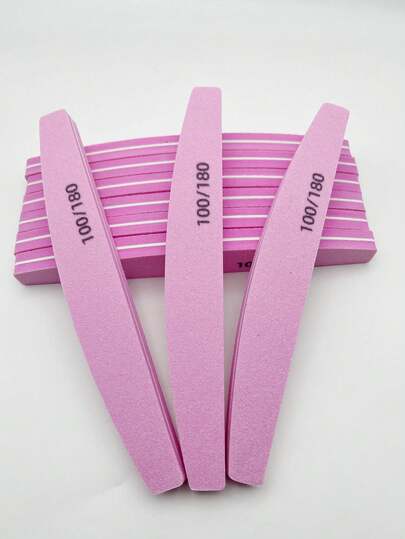 1/10pcs Sponge Nail File And Polishing Block, Double-Sided Design, 100/180 Grit, Professional Nail Shaping & Cuticle Removal Tool, Nail Polishing Block