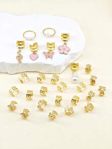 27 chiếc phụ kiện tóc hình bướm và hoa cúc phong cách Y2K cho kiểu tóc dreadlock, quà tặng cho bé gái và phụ nữ, hoàn hảo cho các buổi khiêu vũ và tiệc tùng, lễ hội âm nhạc, kẹp tóc, trâm cài tóc, ghim cài tóc. - Vàng - Xem 4