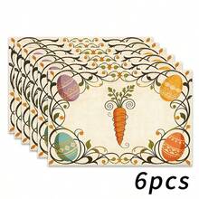 Bộ 4 tấm lót bàn chủ đề Lễ Phục Sinh, họa tiết thỏ đáng yêu với trứng Phục Sinh và hoa lá, thích hợp cho tiệc tùng, trang trí ngày lễ và lễ Phục Sinh. Kích thước: 30x45cm, phù hợp cho trang trí nhà cửa theo mùa, trang trí bàn ăn ngày lễ, trang trí theo phong cách nhà nông thôn, có thể giặt được. Một lựa chọn quà tặng lý tưởng. - Nhiều màu - Xem 21