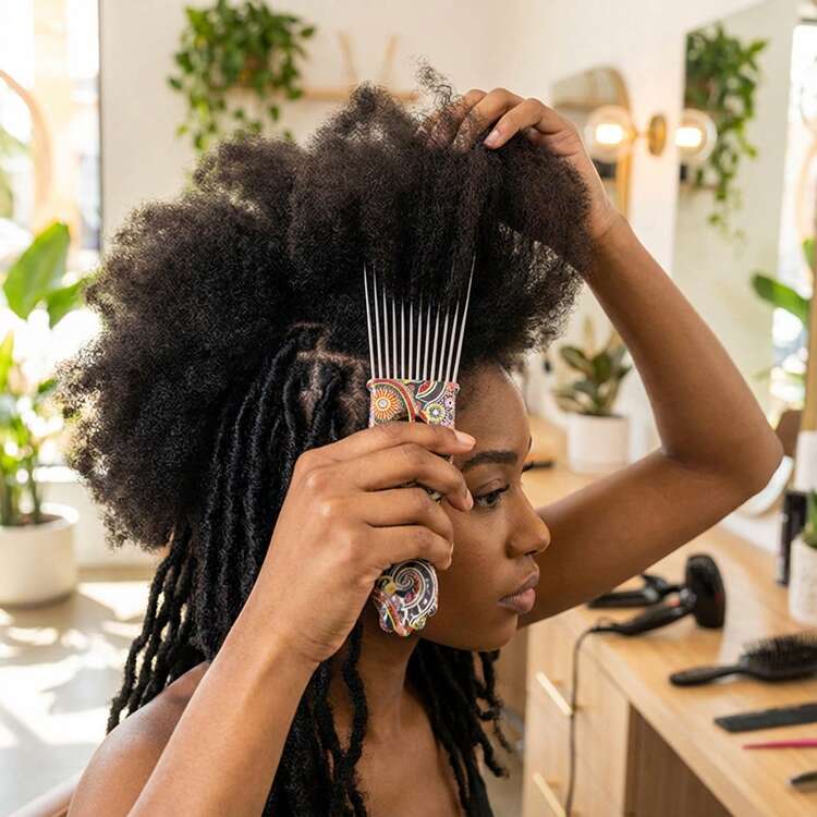 Decorative Floral Pattern Multifunctional Hairdressing Comb Stainless Steel Needle-Pick Styling Tool For Barber Shop - Multicolor - View 6