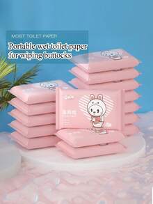 Dissolvable Wet Toilet Paper, Small Pack Portable Adult Feminine Private Part Cleaning Wet Wipes, Flushable - Multicolor - View 3