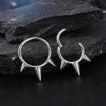 1PC Nose Ring Hoop Punk Stainless Steel Hypoallergenic 16G 18K Gold Plated Hinged Septum Spiked Nose Lip Puncture, Cartilage Hoop,Helix Tragus Ear Lobe Earring,Unisex ,Black 8mm 10mm Women And Men Body Pierecing Jewelry - N026 - View 5