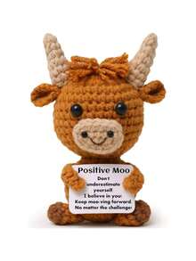 1件针织高地牛，趣味可爱积极向上的钩针编织励志玩偶，附赠正能量卡片，是送给朋友、家人和聚会的鼓舞人心的针织玩具礼物…… - 彩色 - 查看 11