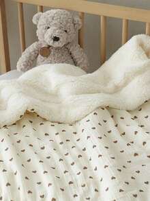 1pc 100*100cm Coral Fleece Soft Lamb Wool Baby Blanket, Gentle For Infants - White - View 5
