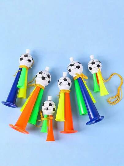 1pc Football Vuvuzela Toy, Musical Instrument Toy, Sports Game, Cheerleading Prop, Plastic Football, World Cup Cheering, Dual-Tone Mini Horn