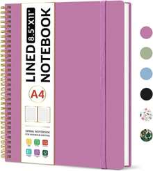 Taja Spiral Lined Notebook, 8.5"X11" Notebooks For Work, Large A4 Journal For Women &Amp; Men, College Ruled Journaling Notebook For Writing, Plastic Cover Spiral Journal, Purple - Màu A - Xem 1
