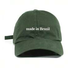 Unisex Dad Hat In 100% Cotton Twill With Curved Brim, Custom Designed. Only Available In Brazil. - 軍綠色繡花白色 - 查看 5