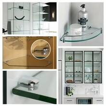 4pcs Stainless Steel Glass Shelf Brackets, Reinforced Adjustable Glass Holders, Silver Bathroom Clamps - 4pcs - View 5
