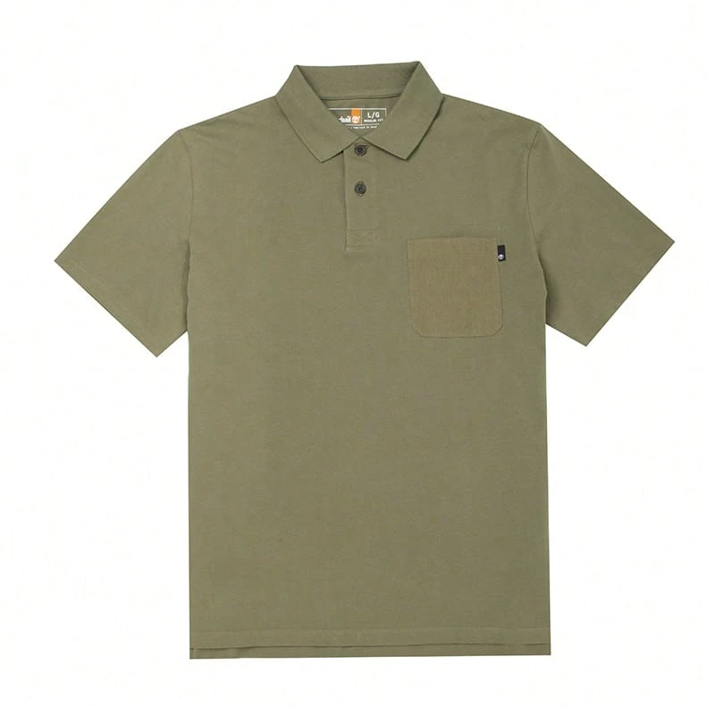 Timberland Men's Casual Breathable Short Sleeve Polo Shirt A5QJ6590 - Green - View 1