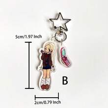 1个原创可爱长发女孩休闲时尚亚克力钥匙扣，适合送给女朋友，也适合派对、学校、公司活动、节日礼物。 - 彩色 - 查看 7