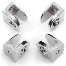 4pcs Stainless Steel Glass Shelf Brackets, Reinforced Adjustable Glass Holders, Silver Bathroom Clamps - 4pcs - View 6