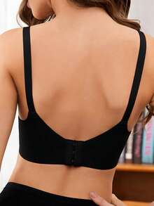 Sujetador de lactancia negro para mujeres embarazadas, sujetador de lactancia con cierre frontal, elevación y soporte, sin costuras, inalámbrico - Negro - Ver 3