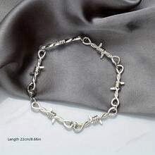 嘻哈哥特朋克风小铁丝荆棘男女通用颈链手链女款带刺铁丝小刺手链颈链礼物 - 銀色 - 查看 3